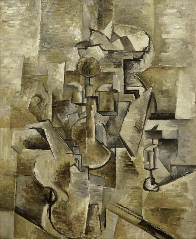 Скрипка и подсвечник (1910)  Сан-Франциско Музей Современного Искусства.  Жорж Брак.