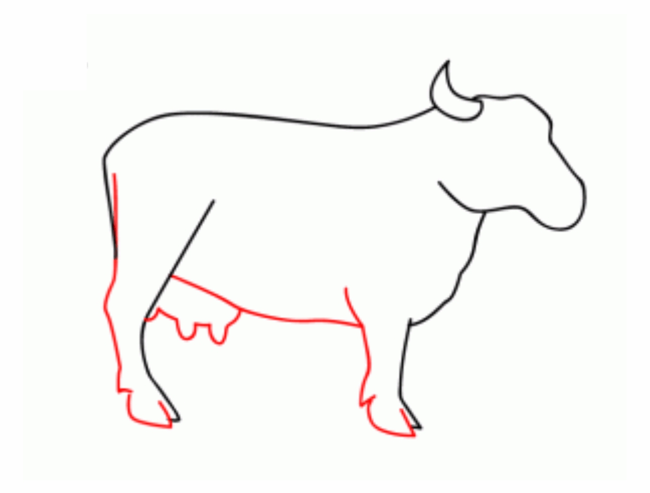 Урок рисования: Как нарисовать корову поэтапно карандашом. 4 этап.