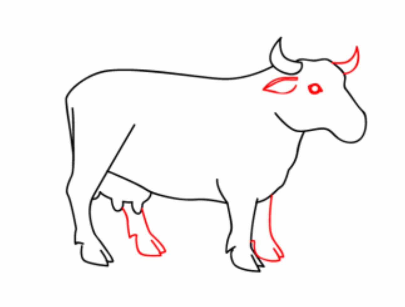 Урок рисования: Как нарисовать корову поэтапно карандашом. 5 этап.