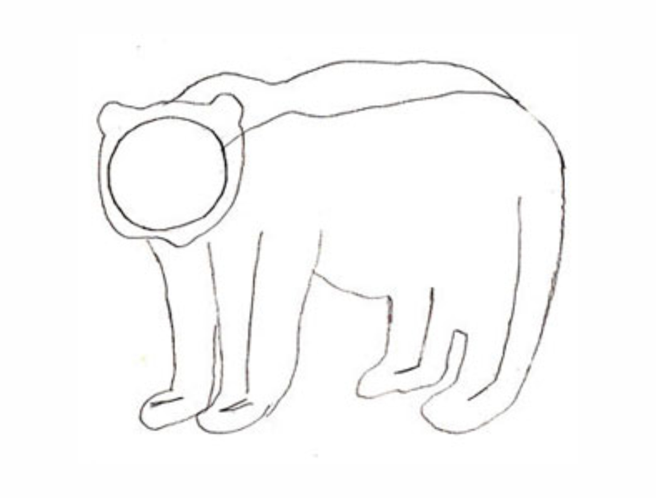 Урок рисования: Как нарисовать медведя поэтапно карандашом. 2 этап.