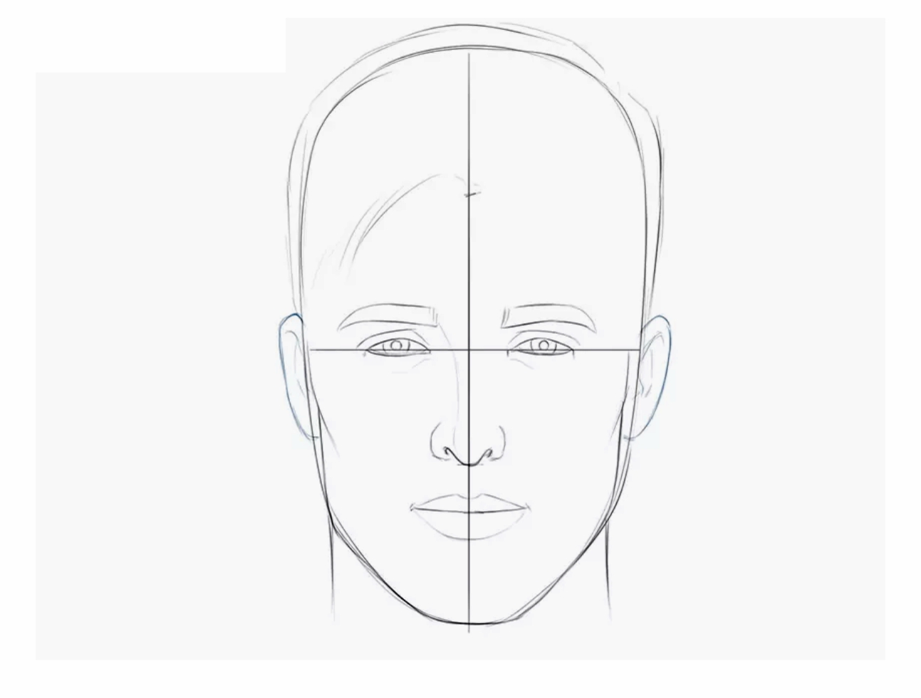 Урок рисования: Как нарисовать голову человека поэтапно карандашом. Шаг 9.